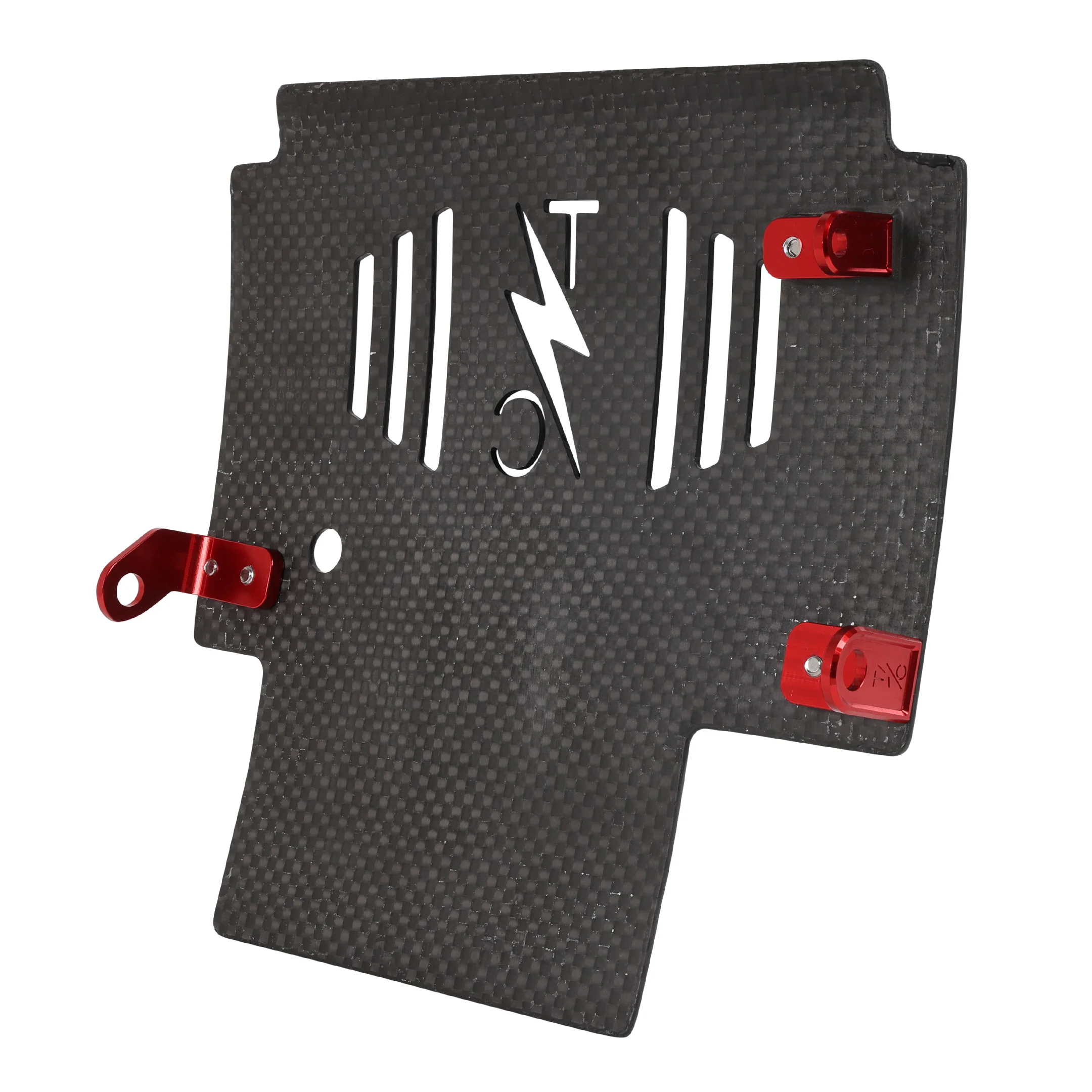 2024+ Touring Skid Plate - Real Forged Carbon W/ Red Brackets - Image 6