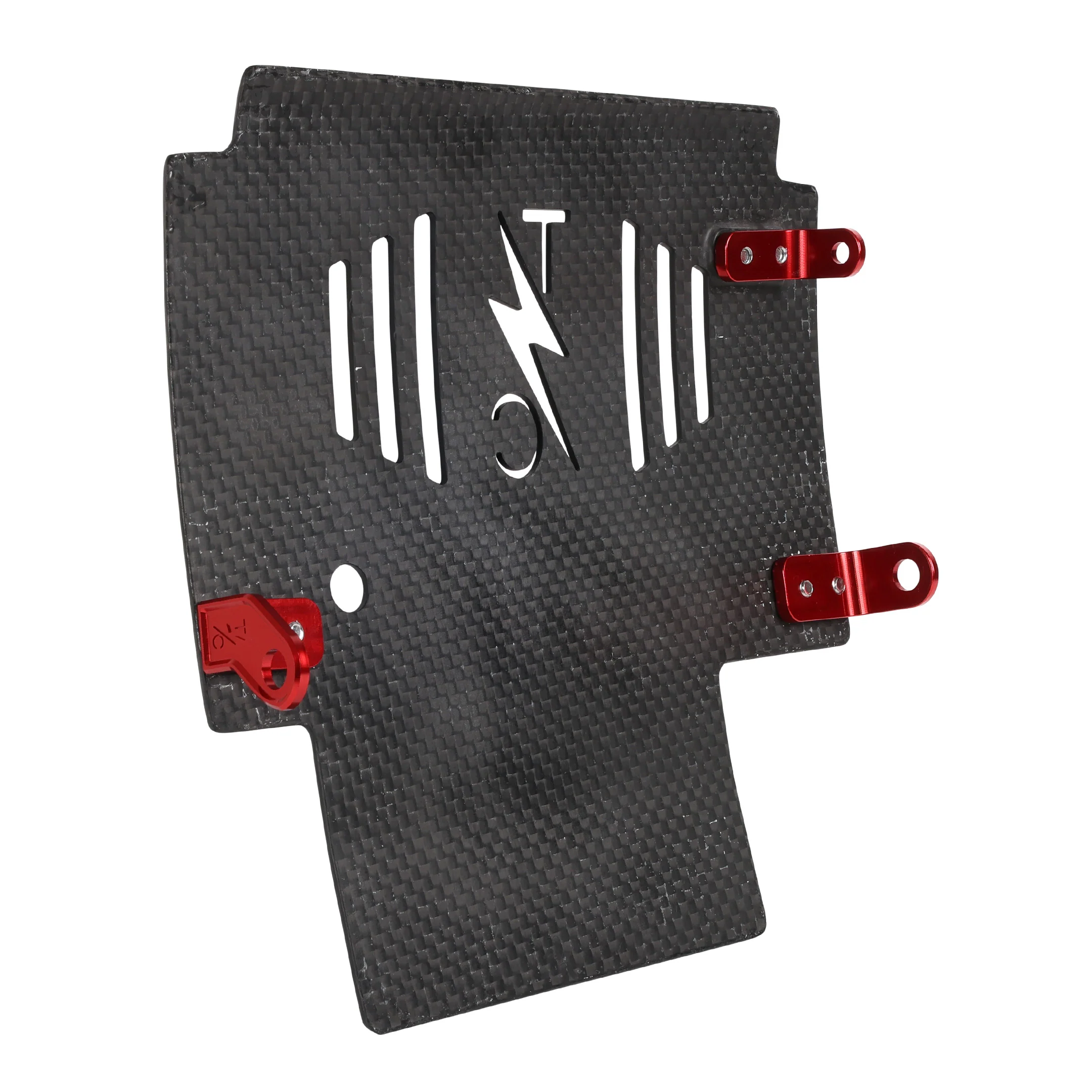 2024+ Touring Skid Plate - Real Forged Carbon W/ Red Brackets - Image 4