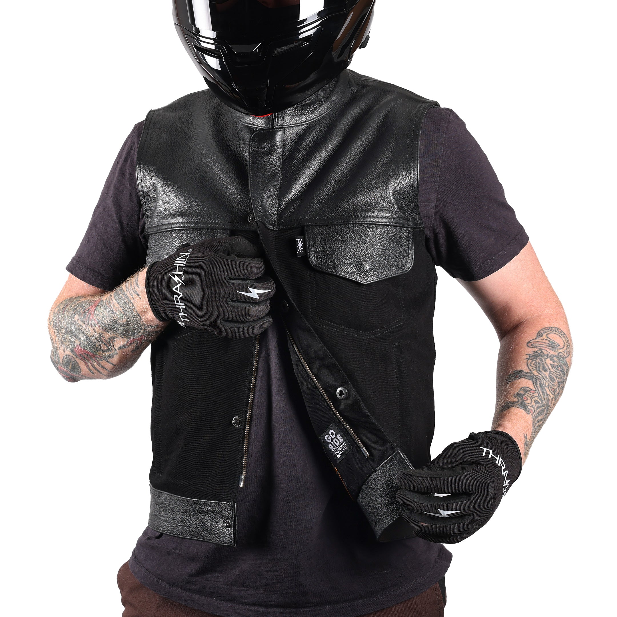 Kanan Vest | Leather & Denim - Black - Image 10