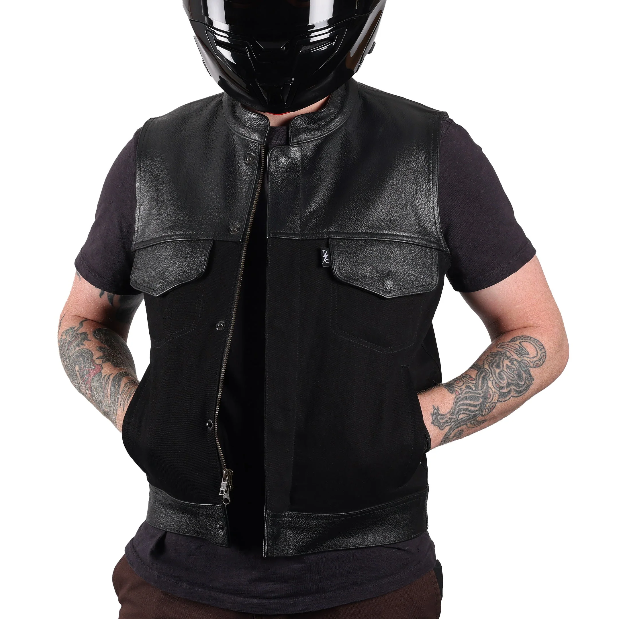 Kanan Vest | Leather & Denim - Black - Image 11