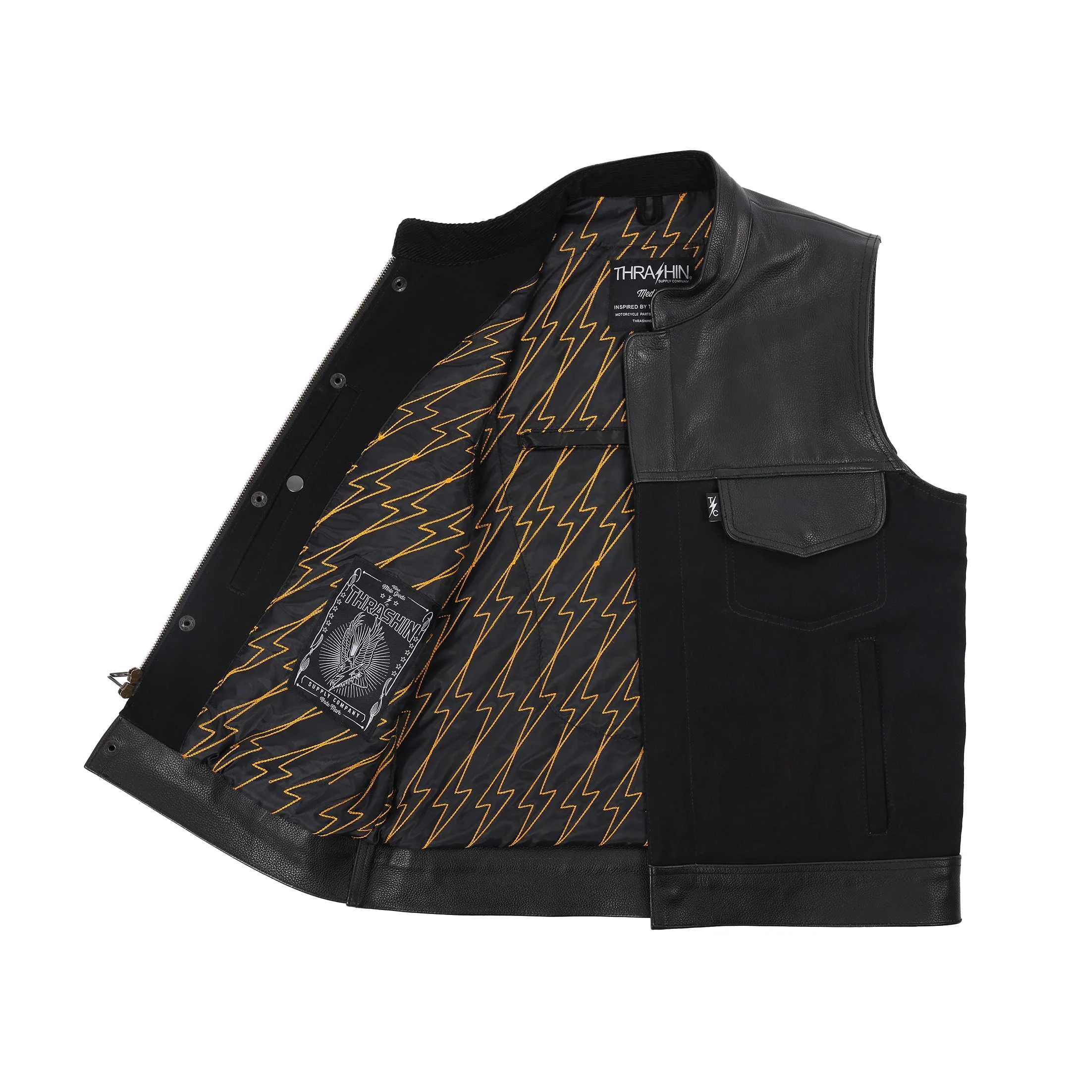 Kanan Vest | Leather & Denim - Black - Image 3