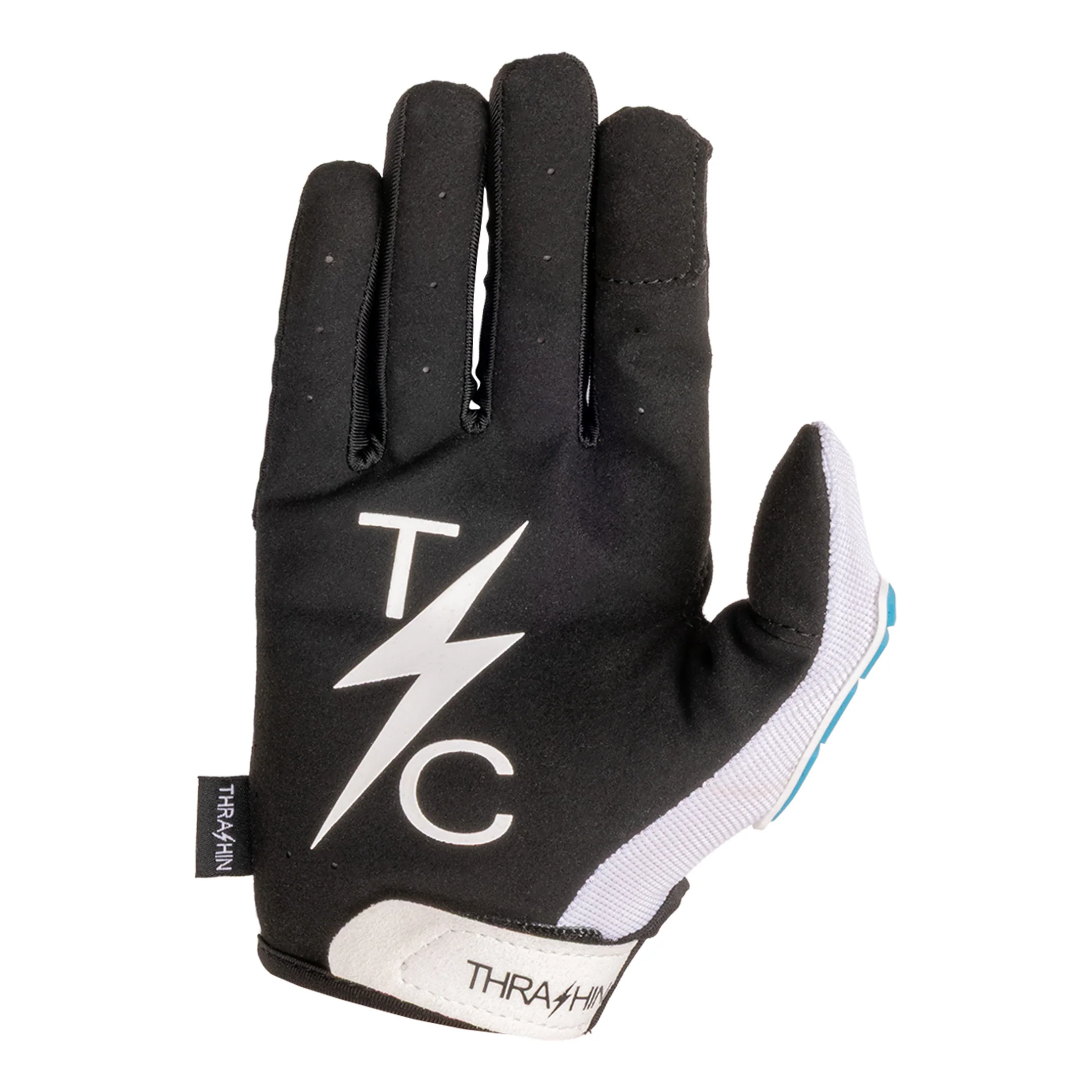 Moto Stealth Gloves - White / Blue - Image 3